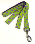 Lime Green with Purple Dots Dog Leash 1in