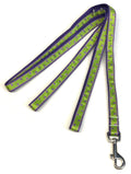Lime Green with Purple Square Dots Dog Leash 1/2