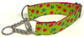 Lime Green with Red and Green Bubble Dots Chain Martingale Collar 1 1/2 in