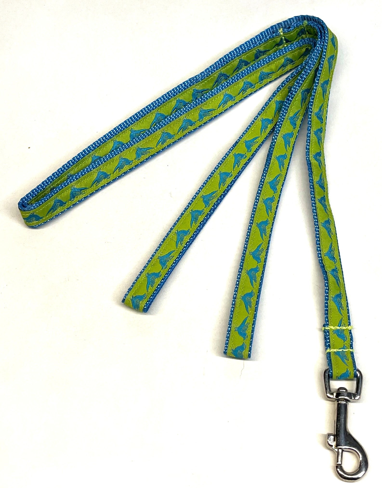 Lime Green with Turquoise Birds Dog Leash 1/2