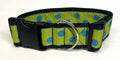 Lime Green with Turquoise Dots Dog Collar 2in