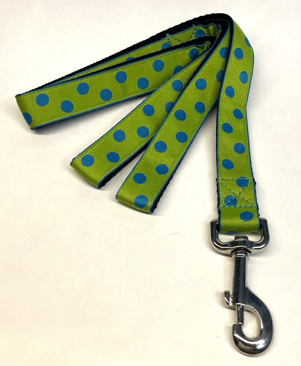 Lime Green with Turquoise Dots Dog Leash 1in