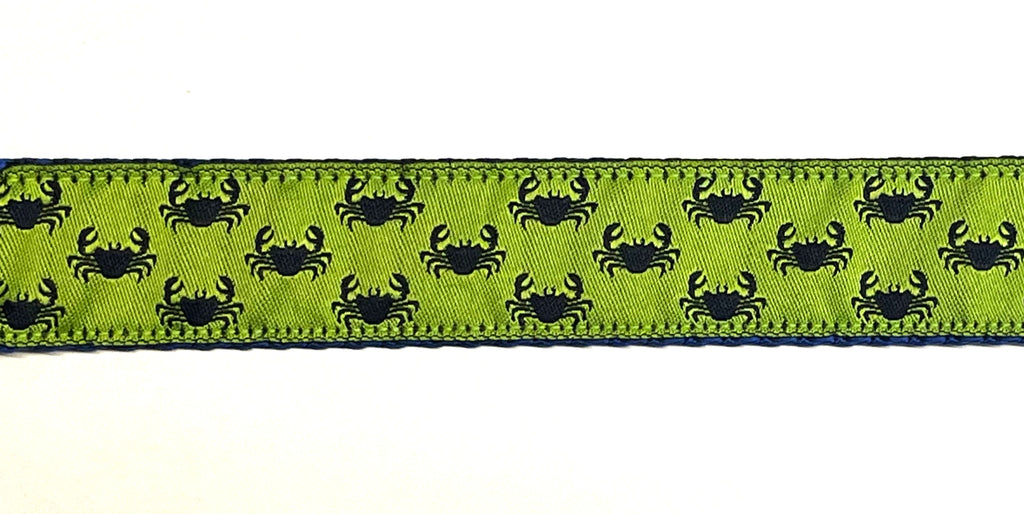 Lime Green with Navy Little Crabs Martingale Collar 1in