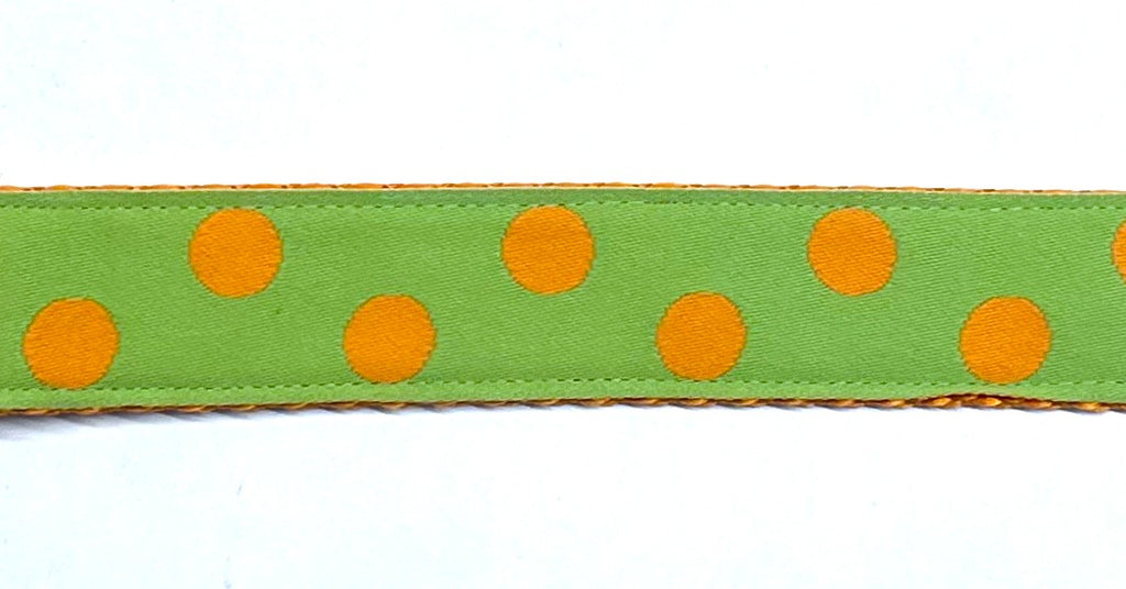 Lime Green with Orange Dots Dog Leash 1in