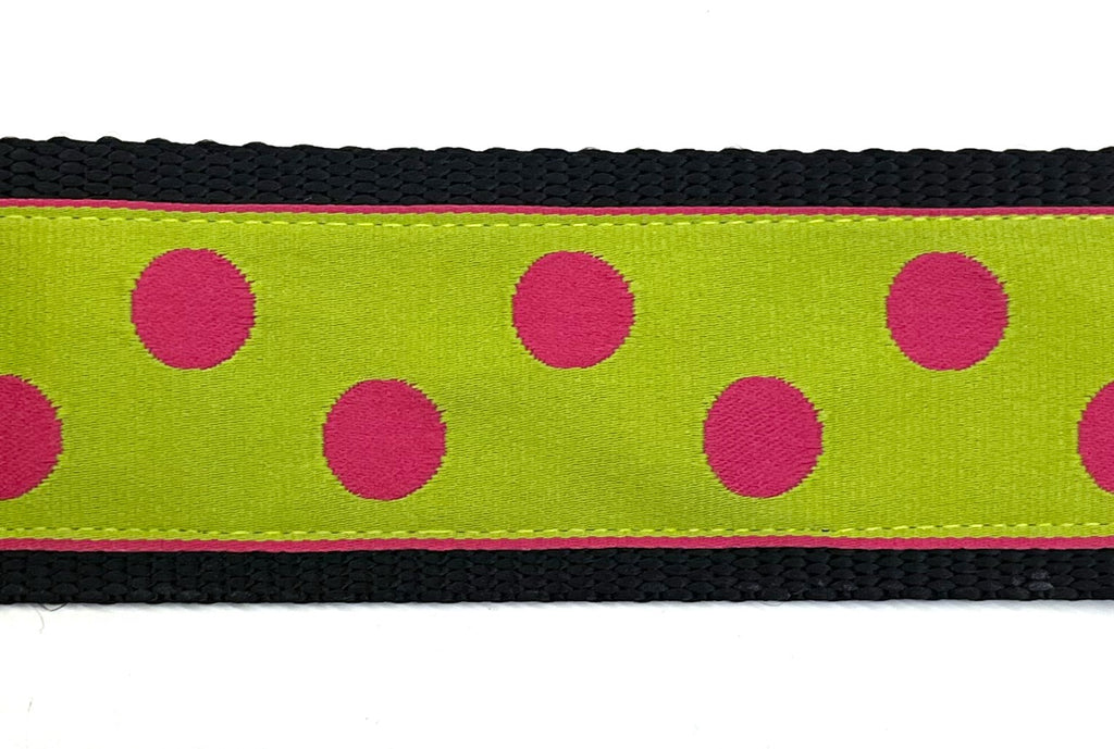 Lime Green with Pink Dots Dog Collar 2in