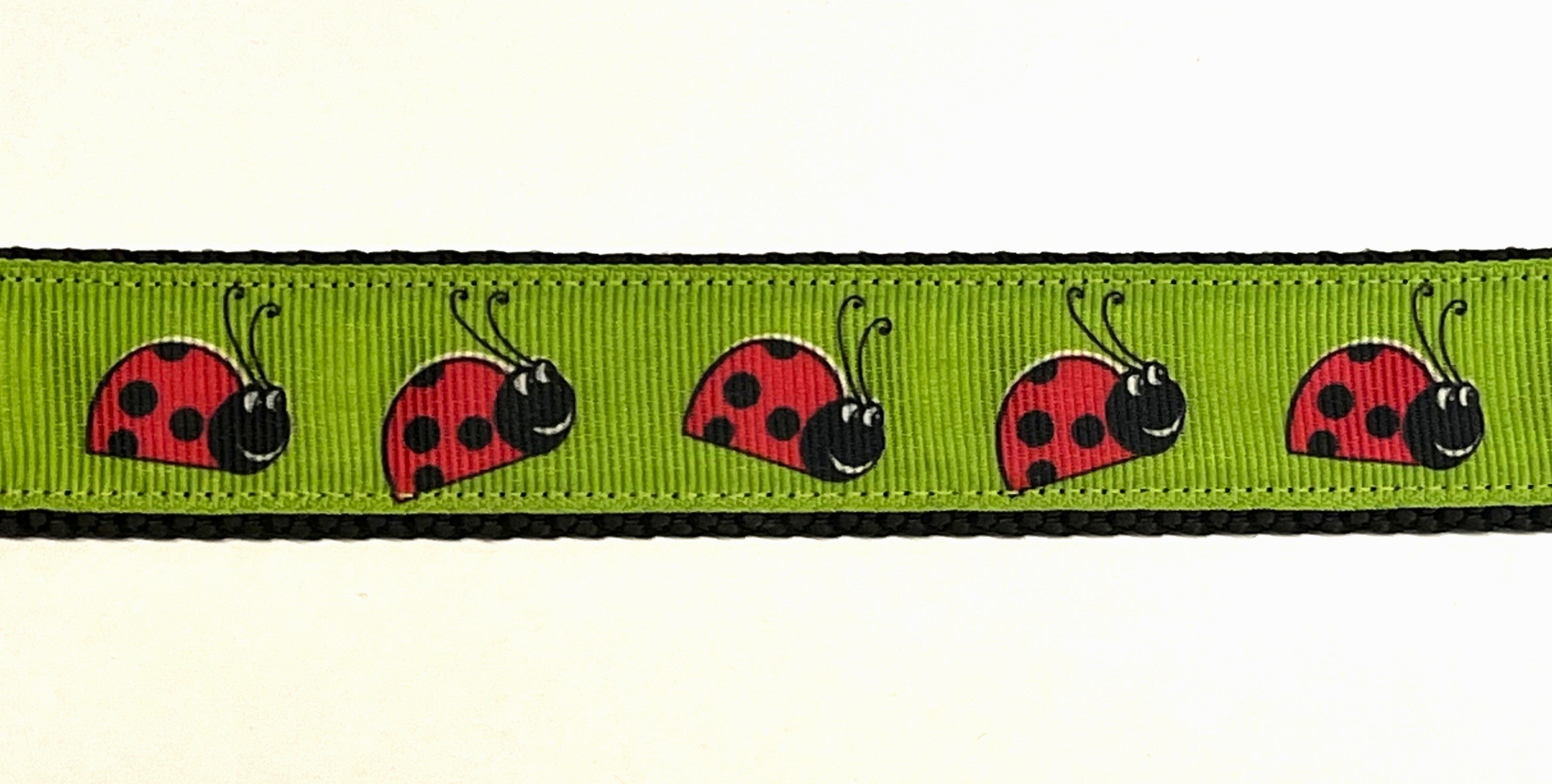 Lime Green with Pink Ladybugs Martingale Collar 1in
