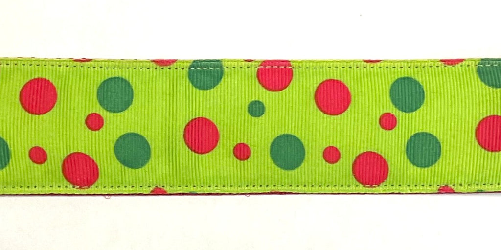Lime Green with Red and Green Bubble Dots Dog Collar 1 1/2 in