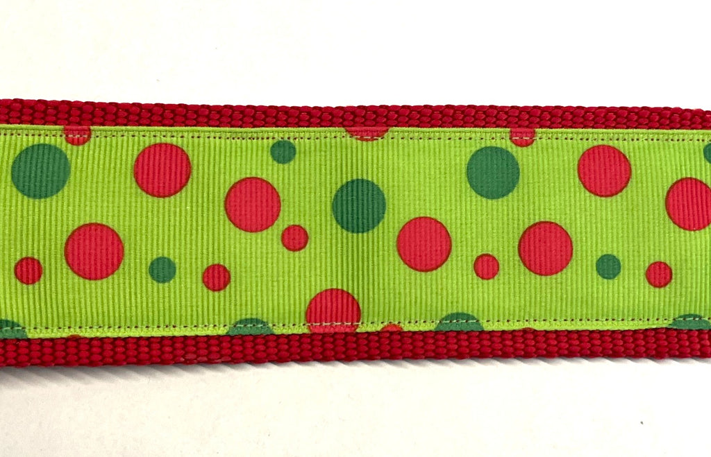 Lime Green with Red and Green Bubble Dots Martingale Collar 2in