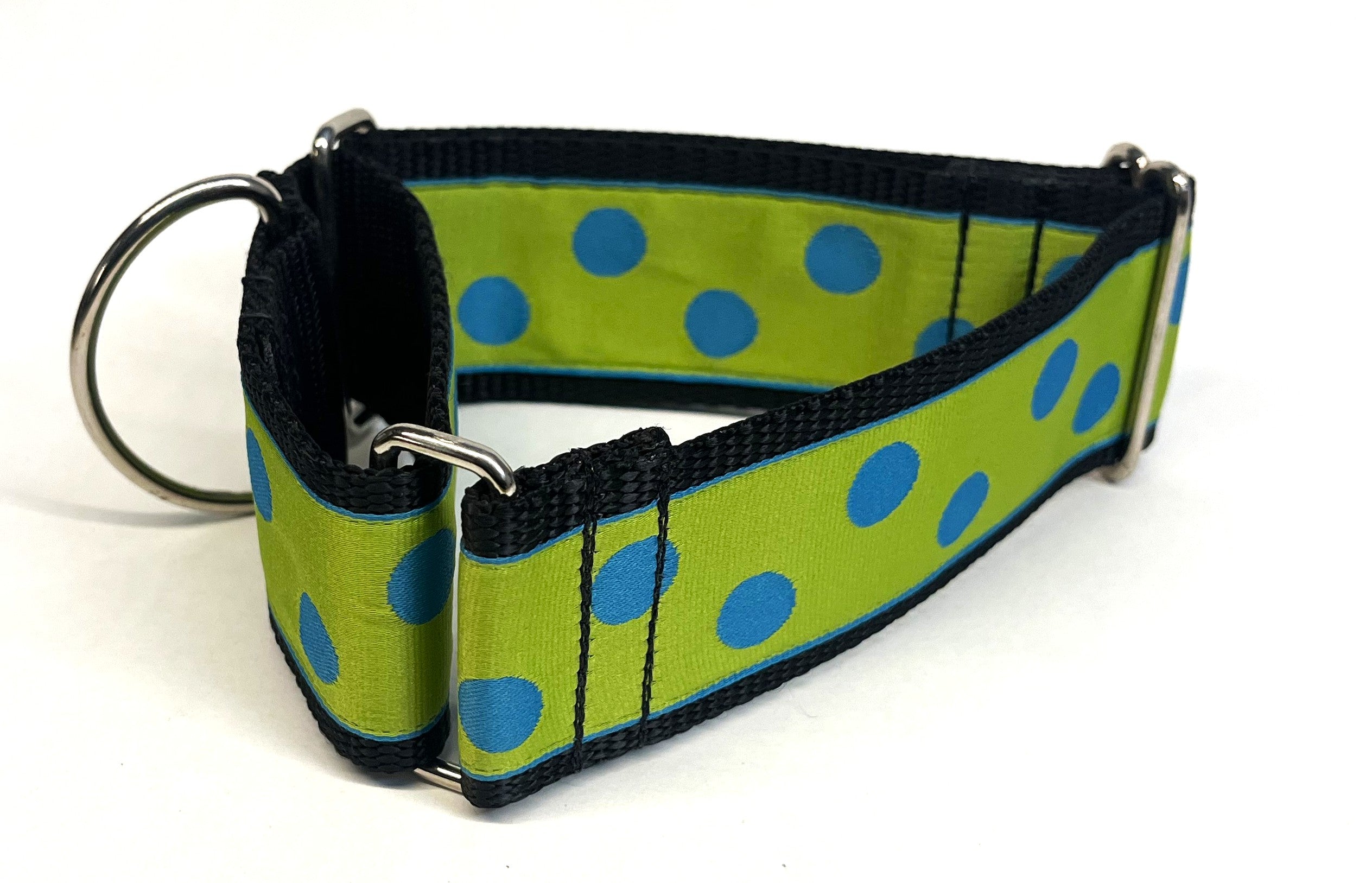 Lime Green with Turquoise Dots Martingale Collar 2in