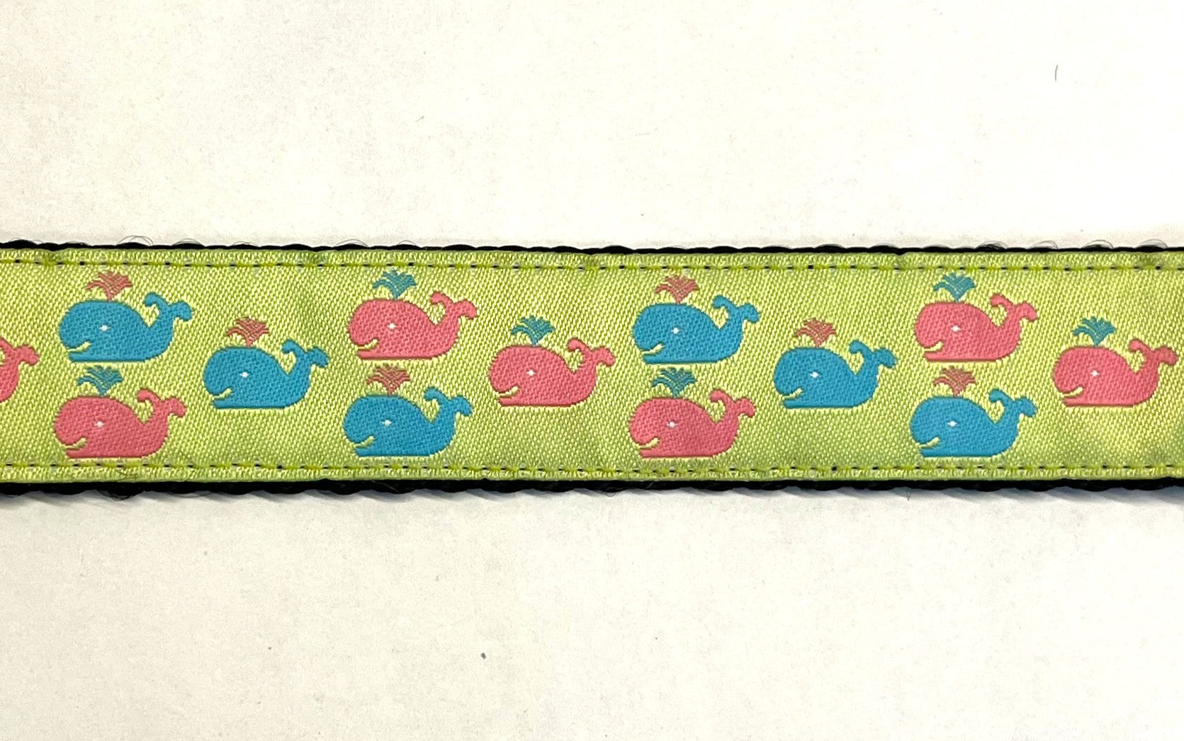 Lime Green with Pink and Blue Whales Dog Leash 1in