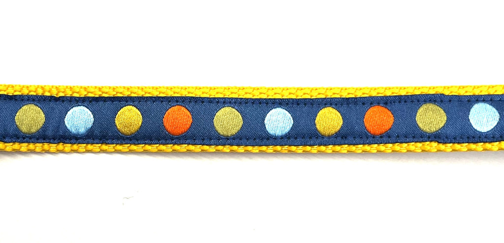 Navy Blue with Colorful Dots Dog Collar 3/4