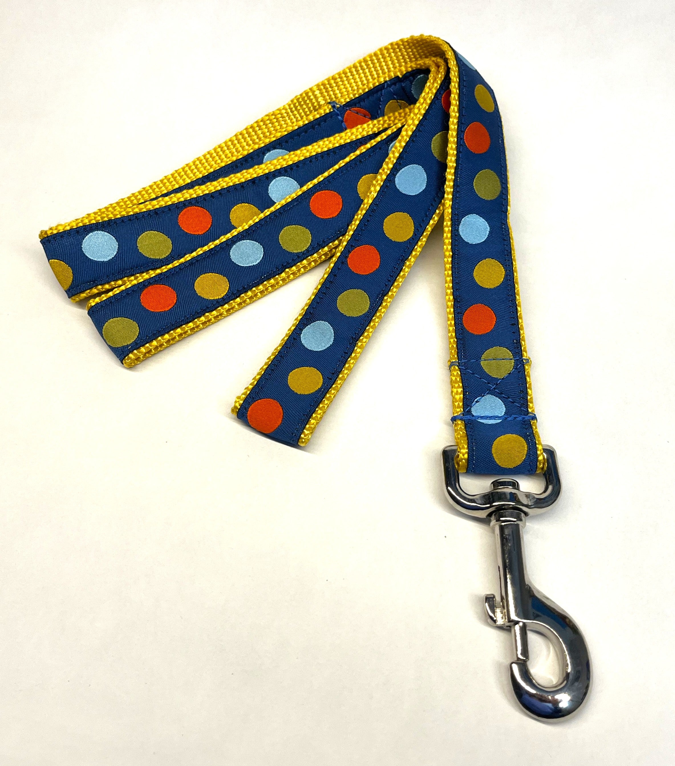 Navy Blue with Colorful Dots Dog Leash 1in