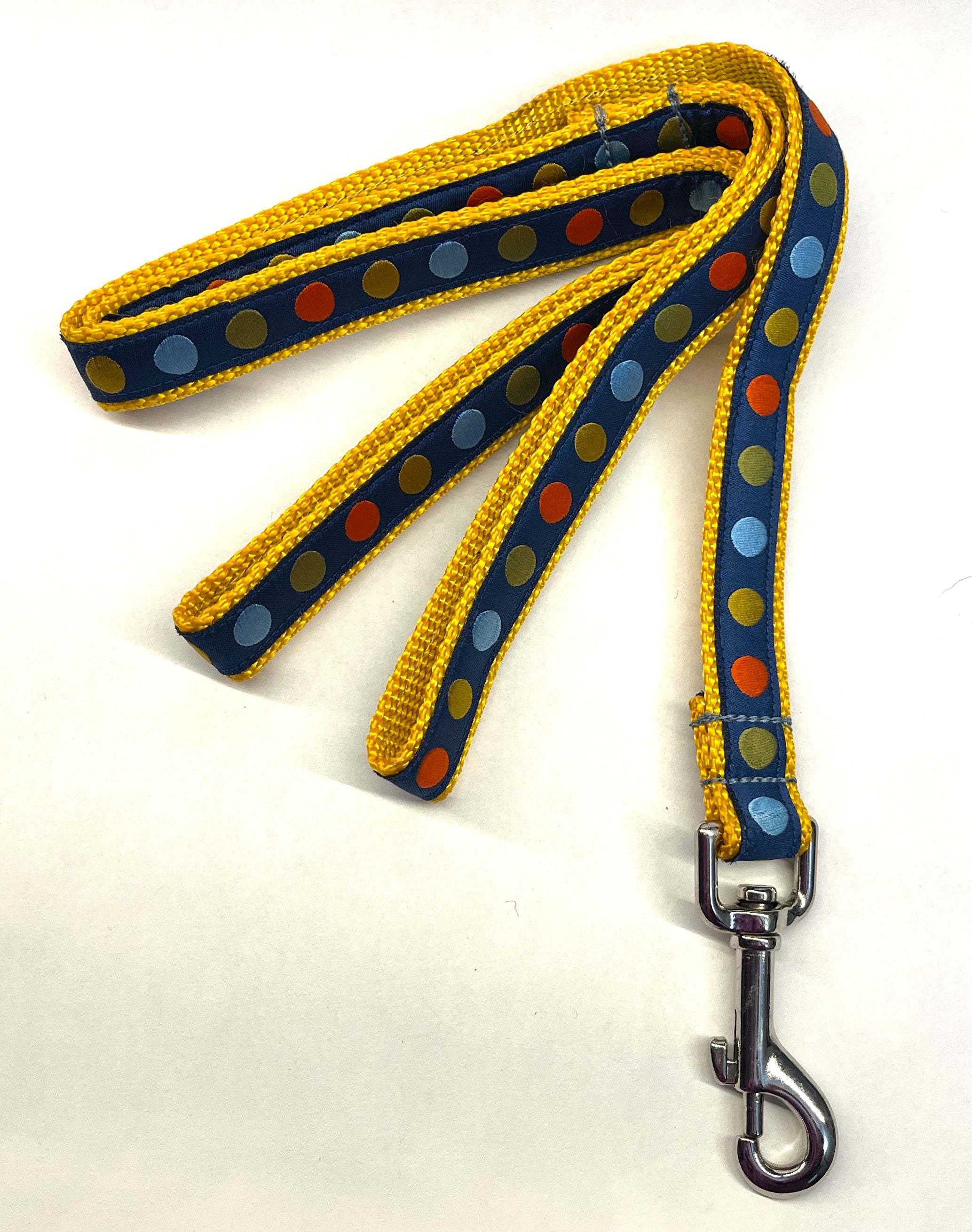 Navy Blue with Colorful Dots Dog Leash 3/4