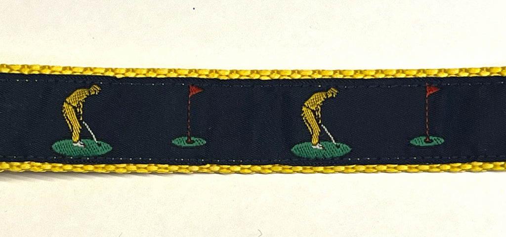 Navy Blue with Golfer Chain Martingale Collar 1in