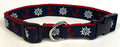 Navy with Red Anchors and White Wheels Dog Collar 1in