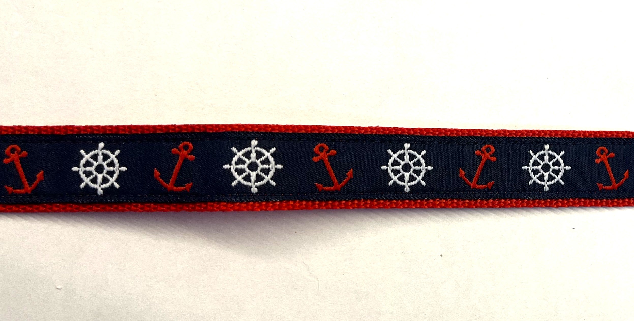 Navy Blue with Red Anchors and White Wheels Martingale Collar 3/4