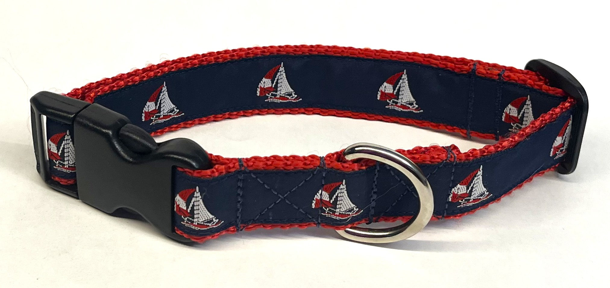 Navy with Sailboats Dog Collar 1in