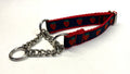 Navy Blue with Strawberries Chain Martingale Collar 3/4