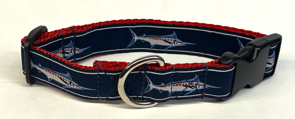 Navy with Swordfish Dog Collar 1in