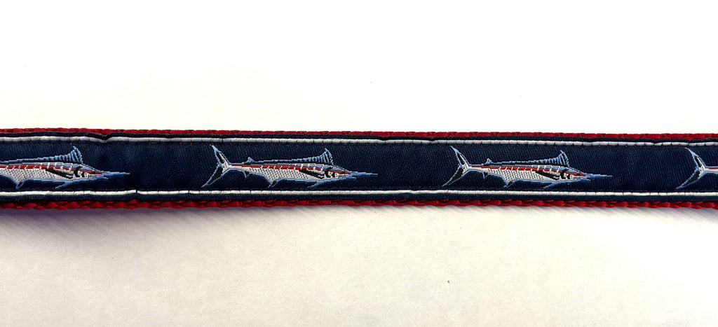 Navy Blue with Swordfish Chain Martingale Collar 3/4