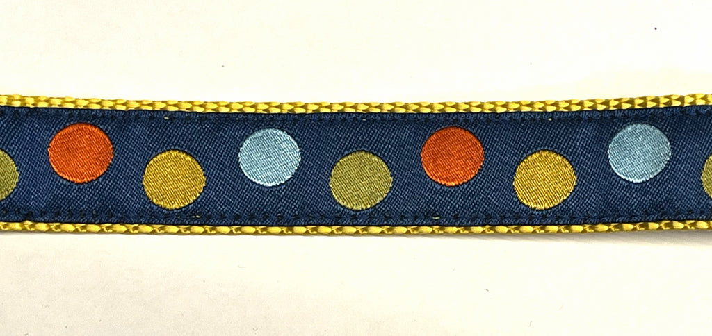 Navy Blue with Colorful Dots Dog Collar 1in