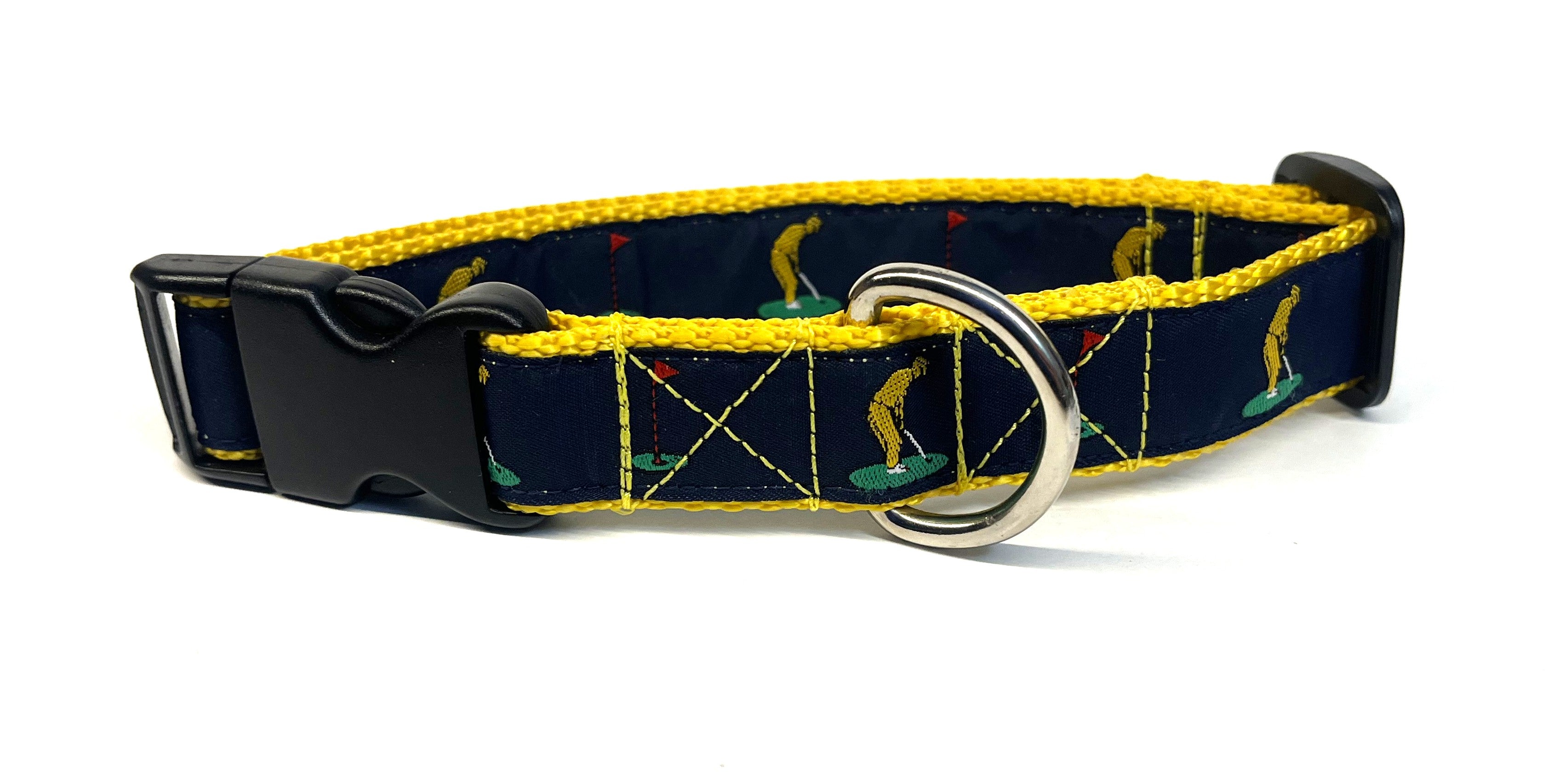 Navy Blue with Golfer Dog Collar 1in