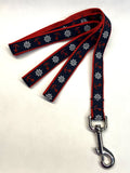Navy Blue with Red Anchors and White Wheels Dog Leash 3/4