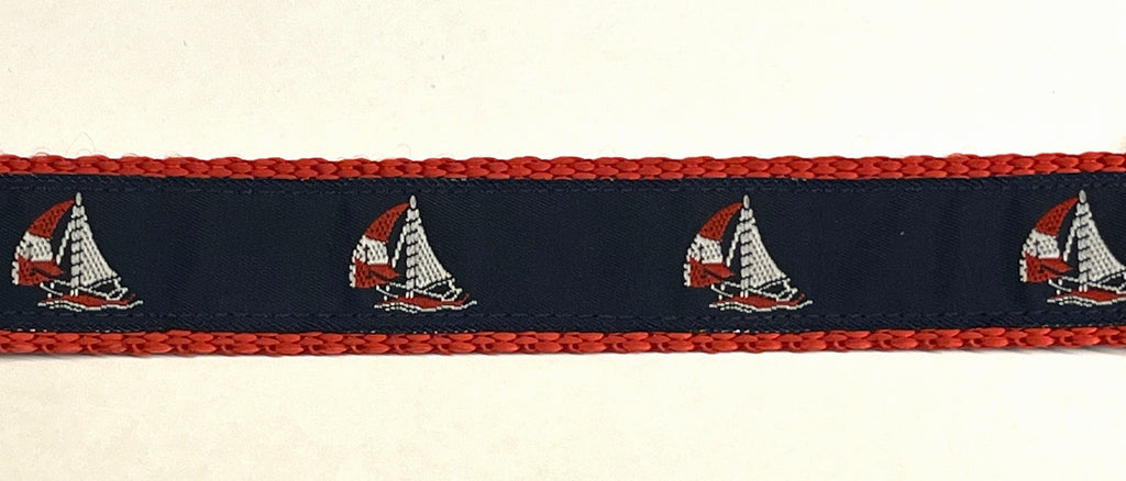 Navy with Sailboats Dog Collar 1in