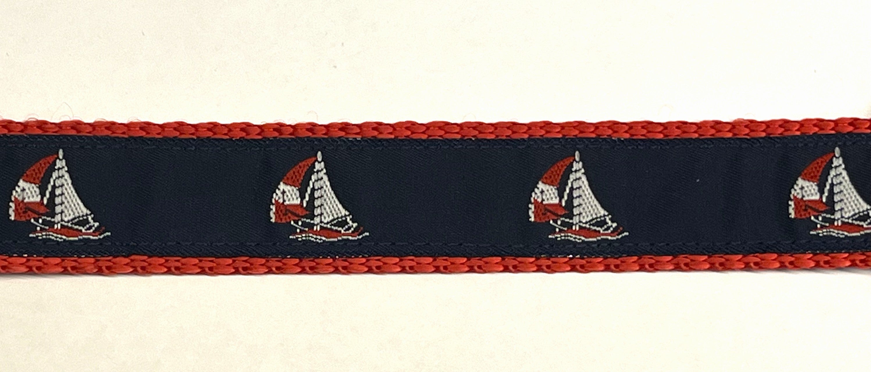 Navy with Sailboats Dog Collar 1in