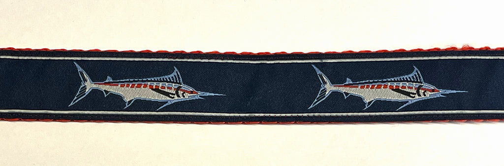Navy with Swordfish Martingale Collar 1in