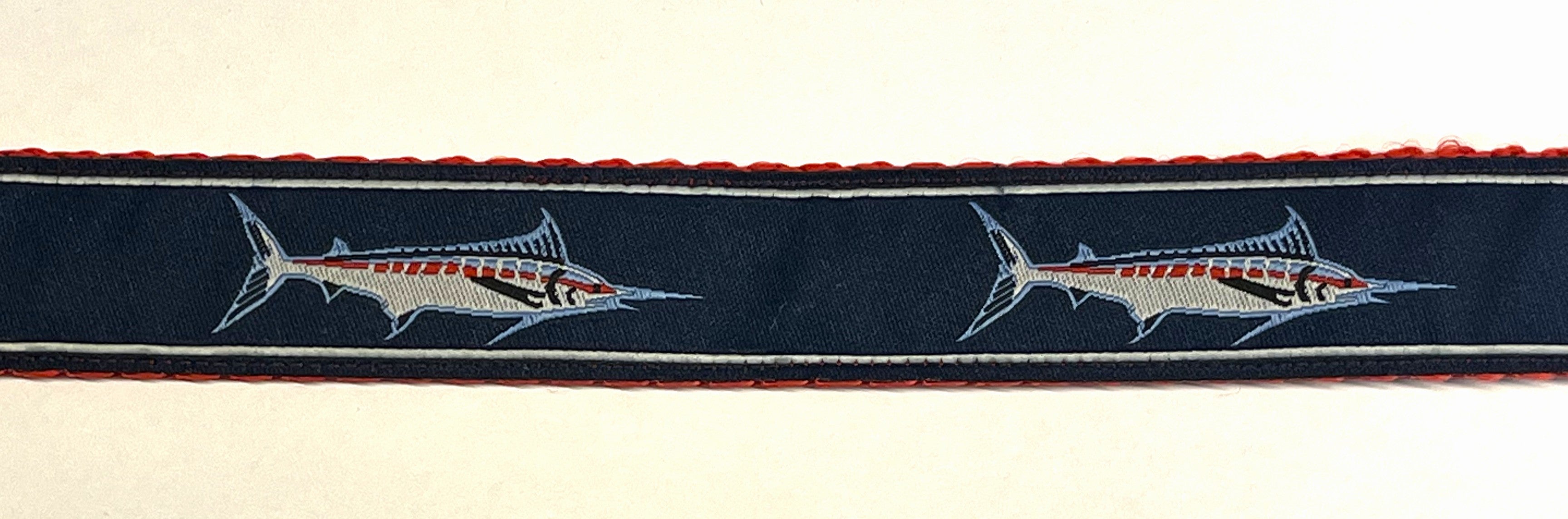 Navy with Swordfish Dog Leash 1in
