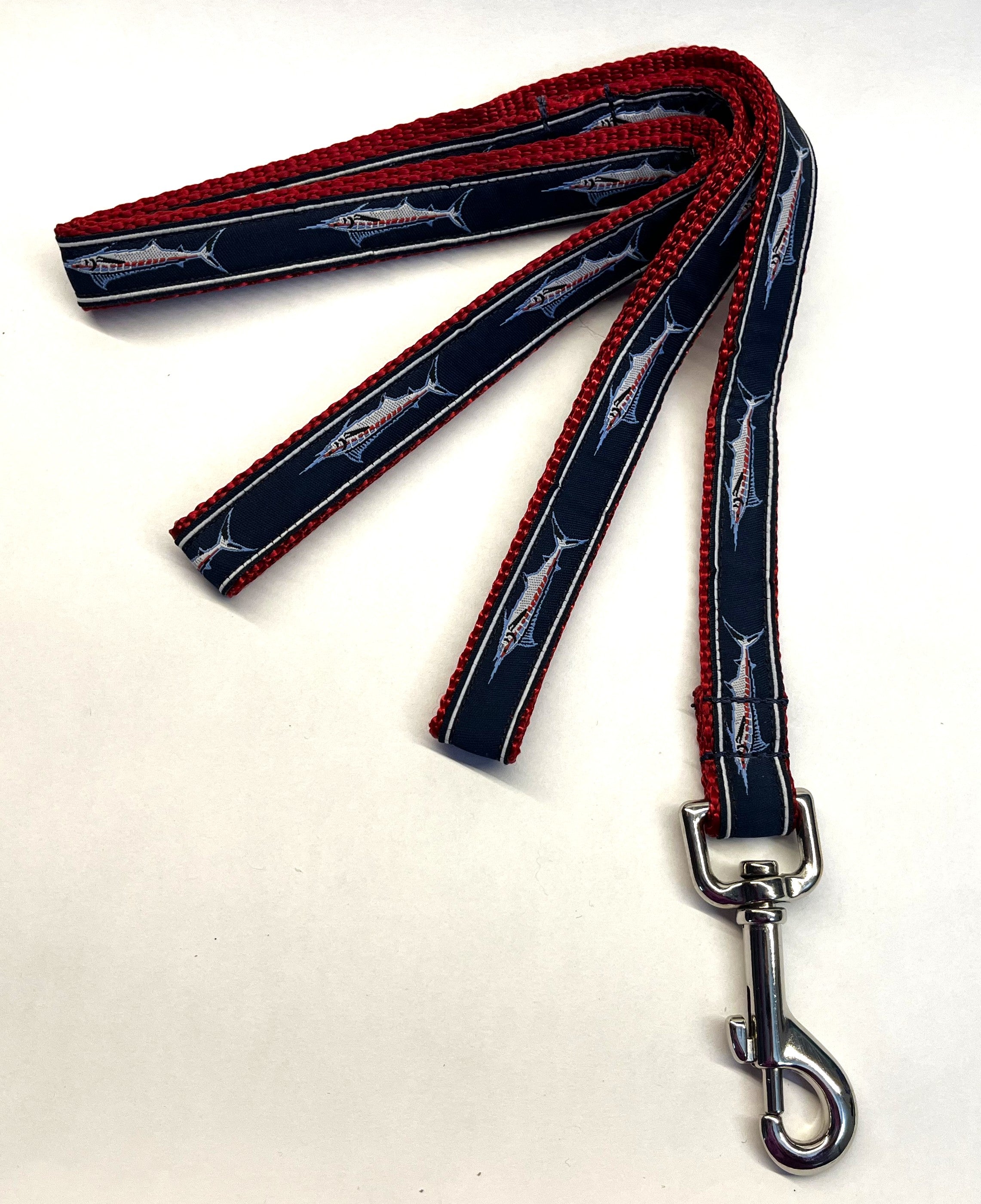Navy Blue with Swordfish Dog Leash 3/4