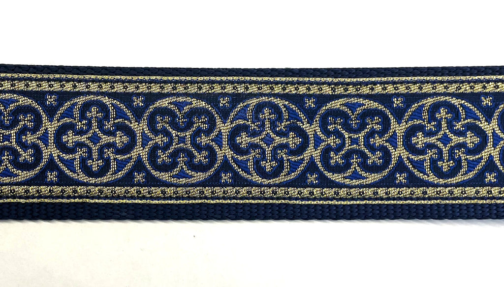 Navy, Gold, and Blue Medallion Design Dog Collar 2in