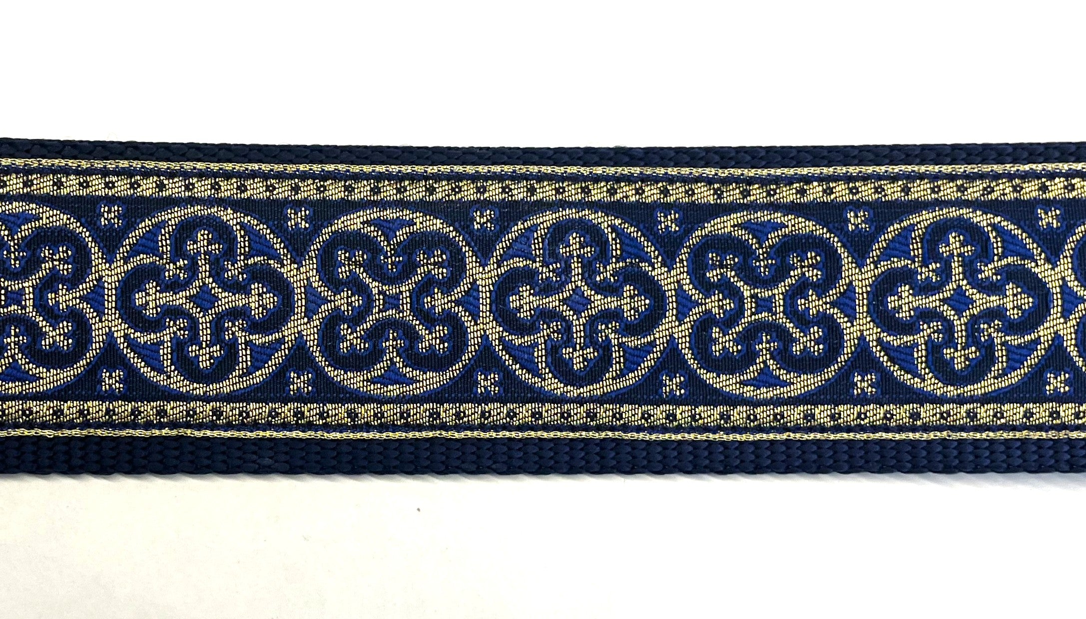 Navy, Gold, and Blue Medallion Design Martingale Collar 2in
