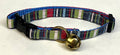 Navy, Green, Pink, White & Blue Vertical Stripe Cat Collar