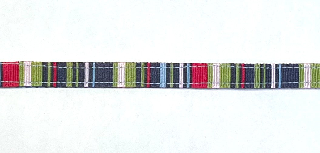 Navy, Green, Pink, White & Blue Vertical Stripe Cat Collar