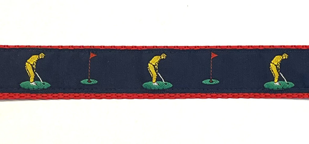 Navy with Golfers and Flags Dog Collar 1in