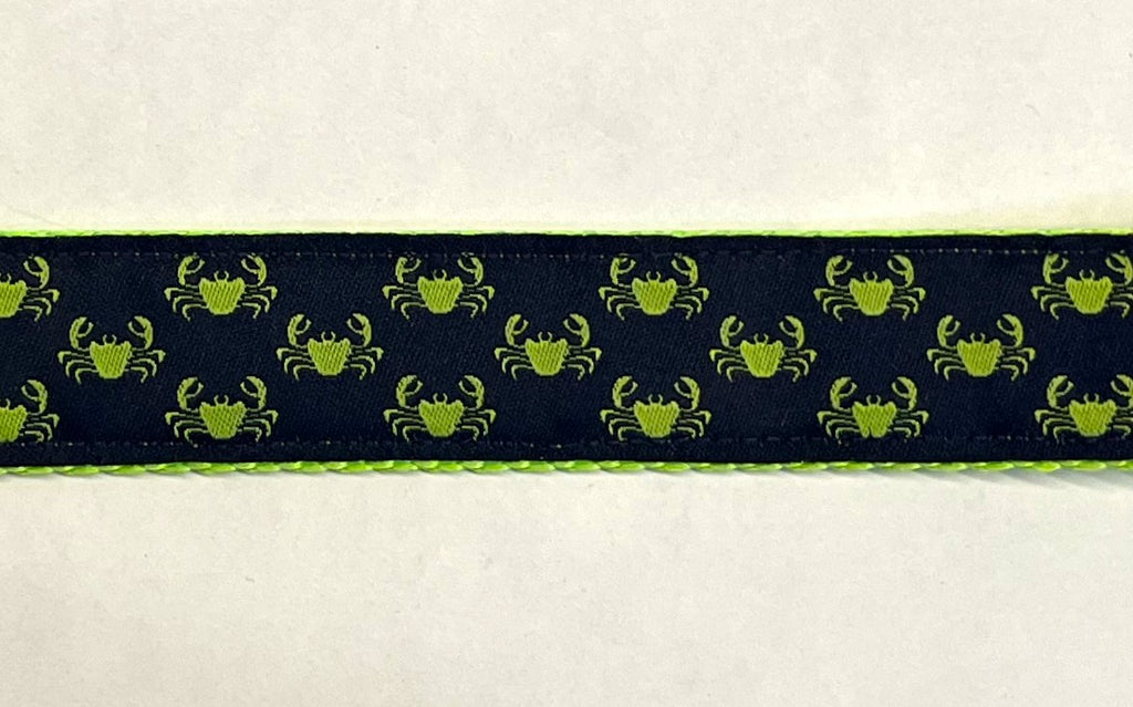 Navy with Lime Green Little Crabs Martingale Collar 1in
