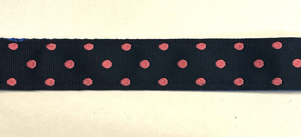 Navy with Pink Polka Dots Dog Collar 1in