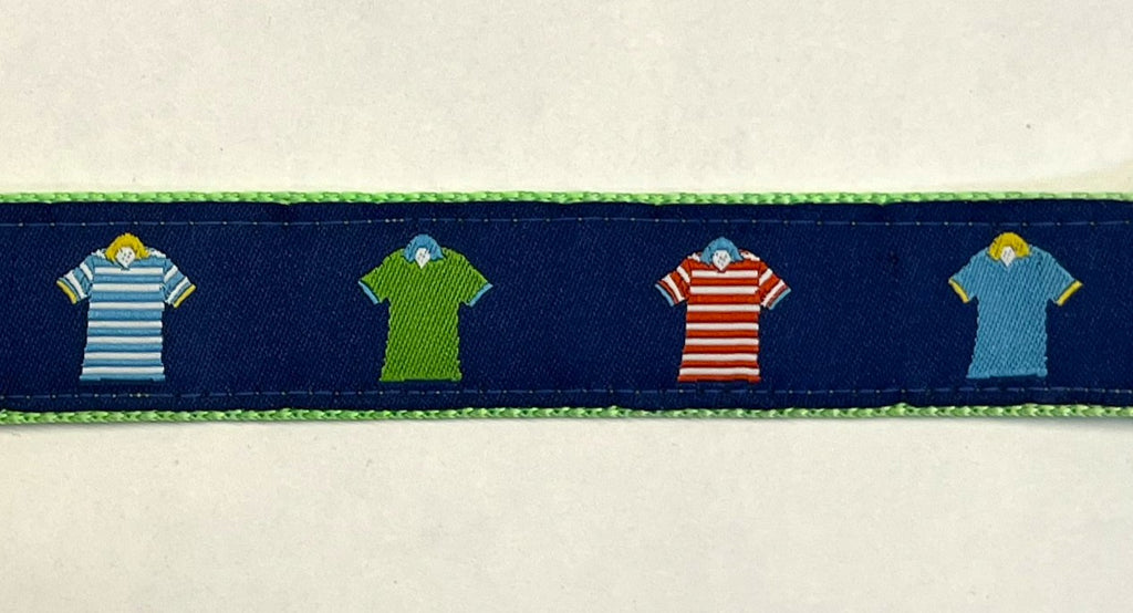 Navy with Polo Shirts Dog Leash 1in