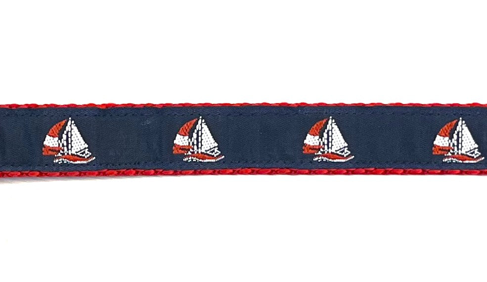 Navy with Sailboats Dog Collar 3/4