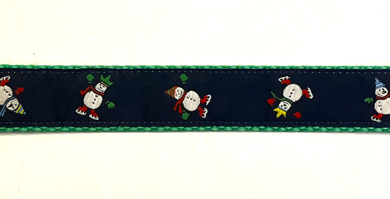 Navy with Snowmen Dog Collar 1in