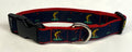Navy with Golfers and Flags Dog Collar 1in