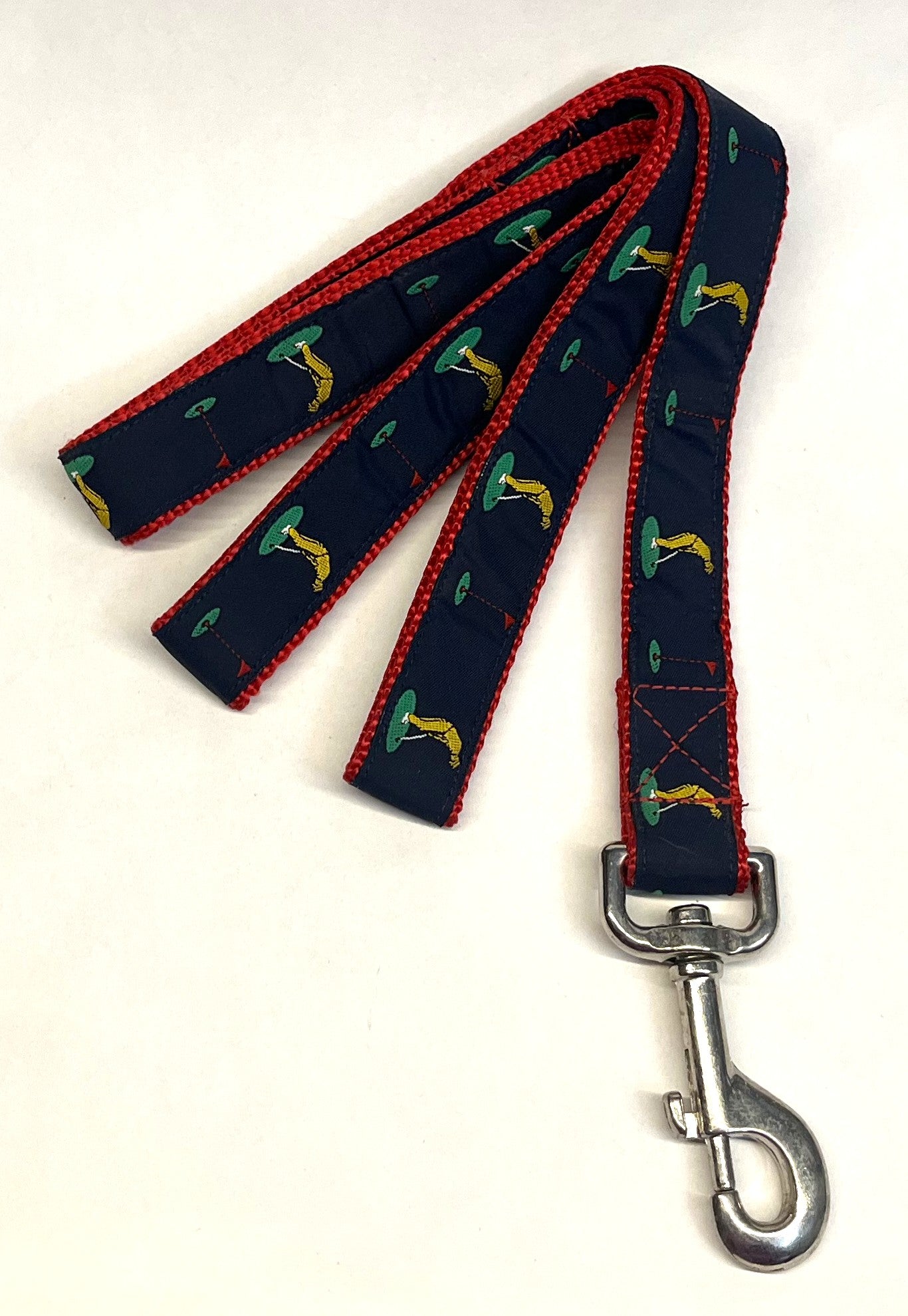 Navy with Golfers and Flags Dog Leash 1in
