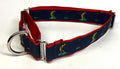Navy with Golfers and Flags Martingale Collar 1in