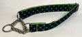 Navy with Lime Green Polka Dots Chain Martingale Collar 1in