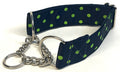 Navy with Lime Green Polka Dots Chain Martingale Collar 1 1/2 in
