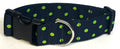 Navy with Lime Green Polka Dots Dog Collar 1 1/2 in