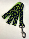 Navy with Lime Green Turtles Dog Leash 1in