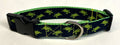 Navy with Lime Green Turtles Dog Collar 1in